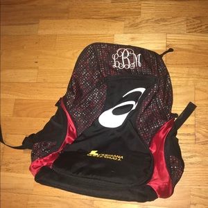 ASICS Volleyball backpack has initials LBM